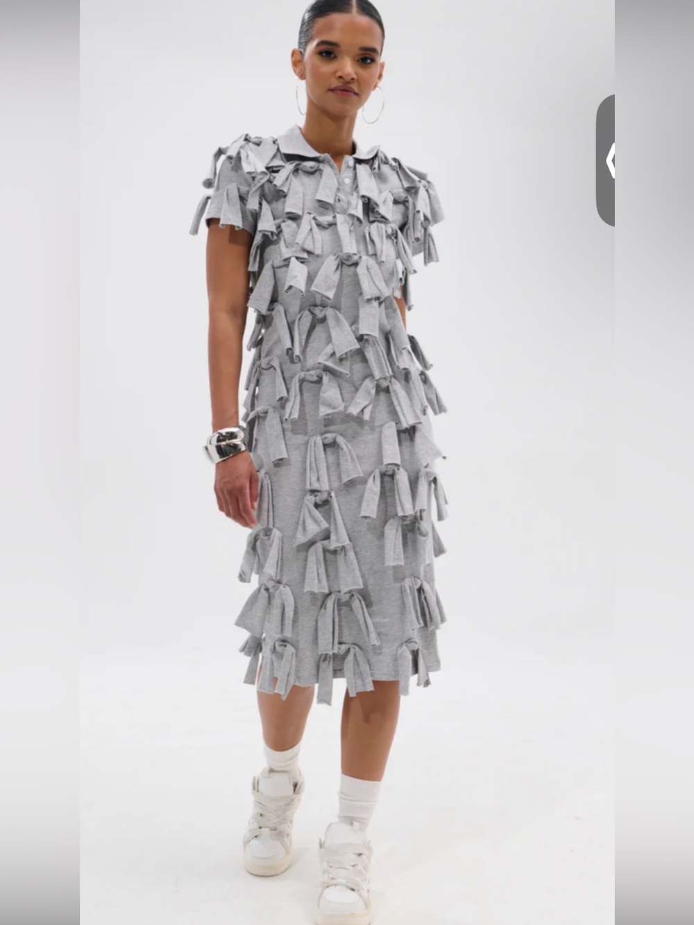 NEW - AKIRA Heather Grey Tied Down Knot Midi Dress - Size XL